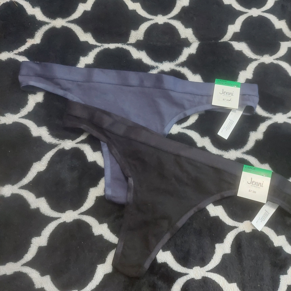 NWT Jenni Intimates Thongs in Black and Gray